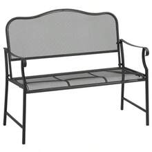 Weatherproof Metal Garden Bench, 2-Seater, Maximum Load 220 Kg, With Backrest, 113 Cm X 58 Cm X 98 Cm, Black - C - View 1