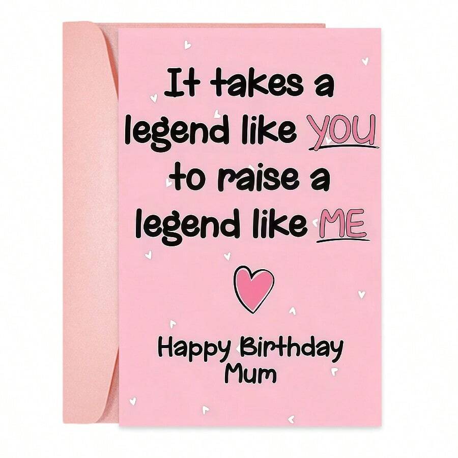 1张“甜蜜传奇妈妈”生日贺卡（含信封）——“只有像您这样的传奇人物才能培养出像我这样的传奇人物”趣味祝福语，完美妈妈生日礼物，感恩贺卡 - 彩色 - 查看 1