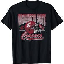 Washington State Cougars Vintage Football 90's T-Shirt All Seasons,220g Pure Cotton Single-Sided Printed Crew Neck Short-Sleeved T-Shirt,Unisex Top,Base Layer - 顏色2 - 查看 1