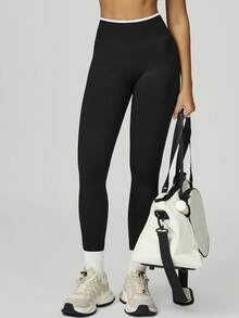 Yefecy 女士户外运动紧身裤，高腰瑜伽健身跑步提臀塑形裤，带口袋运动紧身裤 - 黑色 - 查看 7