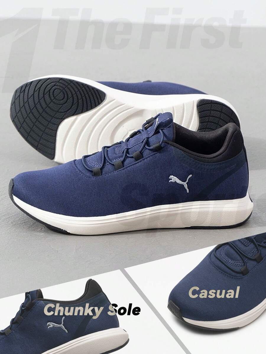 Puma Zapatos de running de código con amortiguación y ligereza para hombres/mujeres, modelo Softride Cruise 2 Slip On 312005-01, para trotar y entrenamiento de larga distancia - azul marino-plata-negro - Ver 1