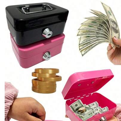 1 hộp tiết kiệm bằng kim loại có khóa, hộp đựng tiền, heo đất cho người lớn, hộp đựng tiền xu, hộp gửi tiền, hộp đựng tiền mặt, thẻ, tài liệu di động, hộp đựng tiền mặt bằng kim loại có khóa, (có hoặc không có bìa cứng), máy tính tiền, quà tặng lễ Phục sinh, quà tặng năm mới