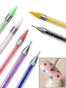 1pc Nail Art Dotting Pen/Replacement Wax Crayon Heads, With Wax Tip And Self-Adhesive Function, Double-Ended Design, Suitable For Picking Up And Removing Crystals, Rhinestones, Gems, Jewelry Stickers, Single Pack, Pink Dotting Pen Tool, Nail Art Pen Tip, Nail Decoration, Nail Art Supplies, Nail Art Tools, Back To School, Nail Art, Nail Art Tools, Suitable For Fake Nails - Nhiều màu - Xem 7