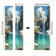 Waterfall Scenery Double Door Refrigerator Sticker, Self-Adhesive, Removable, 2D Flat Refrigerator Decoration, Removable Sticker, Kitchen Sticker, Home Decor Sticker, Creative Homeowner's Wardrobe Decoration, Suitable For Refrigerator Cabinets, Kitchen Wardrobes, Bedroom Wall Cabinets, Easy To Install And Remove (Just A Sticker) - Style 1 - View 8