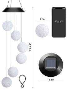 1pc Color-Changing Solar Wind Chime Light, Crystal Ball Hanging Wind Chime Lamp, Outdoor Solar LED Garden Decor, Auto-Charging Colorful Wind-Powered Rotating Light, Suitable For Yard, Patio, Lawn, Garden, Porch, Balcony And Holiday Decoration - Round - View 11