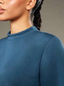 Valentine Outfits For WomenMISSGUIDED Oversized T Shirt Mock Neck Wide Half Sleeve Boxy Fit Casual Office Weekend Fall Winter Fashion Minimalist Vers - 藏蓝色 - 查看 7