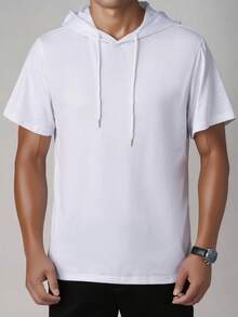 Sudadera con capucha de manga corta premium, parte superior ajustada elástica que realza los hombros para hombres - Blanco - Ver 3