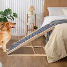 Échelle d'escalade réglable en bois massif pour chien, rampe pour chien, canapé, échelle antidérapante pour animal de compagnie, L - Gris - Voir 1