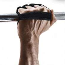 男女通用举重手套 全指健身手套 适用于举重、深蹲、硬拉和卧推 - 黑色 - 查看 6