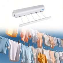 4/5 Foldable Space-Saving Retractable Clothesline Wall-Mounted Plastic Towel Rack With Hooks Home Kitchen Storage Drying Rack Laundry Organization Compact Hanging Solution Bathroom Bedroom Balcony Indoor Outdoor Clothes Air Dry Stand Heavy-Duty Portable Retractable Line - Multicolor - View 11