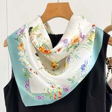 1条女士几何印花头巾，真丝发带，颈巾，适合日常使用 - 彩色 - 查看 10