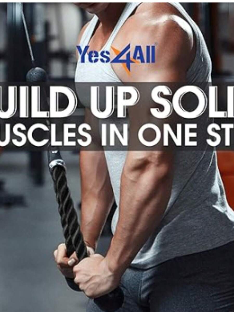 Yes4All Cuerda para Tríceps, 27" y 36" Accesorios para Poleas Gym en Casa, Agarres y Manerales - Ideal para Entrenamiento de Brazos y Espalda - Negro - Ver 1