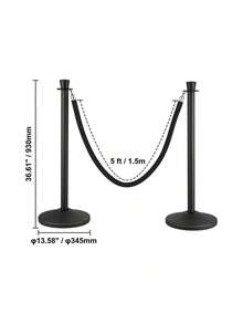 Stanchion Post With Velvet Rope, 6-Pack Crowd Control Stanchion With 6PCS 5FT Black Velvet Ropes, Carbon Steel Baking Painted Queue Barrier Line Divider & Fillable Plastic Base For Wedding Party - Black - View 10