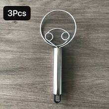 Stainless Steel Manual Dough Mixer With Whisk - Multifunctional Kitchen, Suitable For Baking And Cooking, No Power Needed Dough Mixer, Stainless Steel Handheld Bread Mixer, Dough Scraper, Dual Hole Quick Mixing, Danish Dough Whisk Mixer T3CB - Silver - View 11