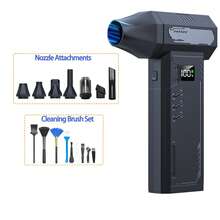 Soplador de chorro de alta potencia a 200,000RPM, equipado con un potente ventilador de turbina y un motor sin escobillas, limpiador portátil recargable, con empuje, adecuado para computadoras - Multicolor - Ver 14