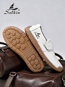 Salkin 新款时尚设计师女士休闲鞋，手工绑带乐福鞋，方便穿脱的驾车鞋，轻便透气柔软舒适，防滑平底，仿麂皮鞋面，适合户外、搭配连衣裙、牛仔裤、日常行走，适合中年人、年轻人、学生，春夏秋季均可穿着，尺码齐全。 - 白色 - 查看 8
