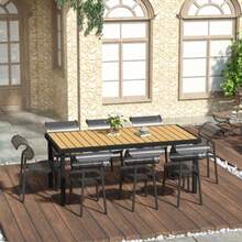 Garden Table For 8 People, Dining Table, Aluminum Table 190 X 90 X 74 Cm, Easy To Maintain, Plastic, Natural And Black, Garden And Living Room Furniture - Ginger - View 2