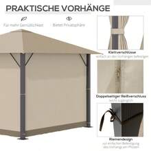 3x3m Garden Pavilion With Ventilation Holes, 4 Side Panels, Weather And Rust Resistant, Made Of Aluminium And Polyester, 2.97x2.97x2.6m, Khaki Colour - A - View 5