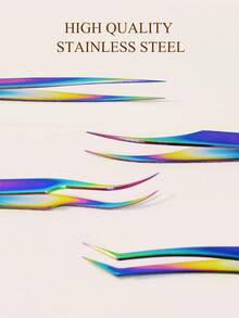 4件套彩色不锈钢镊子套装，专业精准睫毛工具，绚丽彩虹色，美容师套装，睫毛镊子，卧室、梳妆台必备，经济实惠的化妆工具，旅行必备，节日礼物，女士礼物，母亲节礼物 - 彩色 - 查看 5