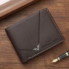 New Men's Wallet, Men's Short Wallet, Men's Youth Simple And Fashionable, Multi Slot Plain Weave Horizontal And Vertical Embossed Wallet.Monedero.Carteras Para Hombre.Wallets For Man.Billeteras De Hombre.Men Wallet.Valentines Gifts - Coffee Brown - View 1