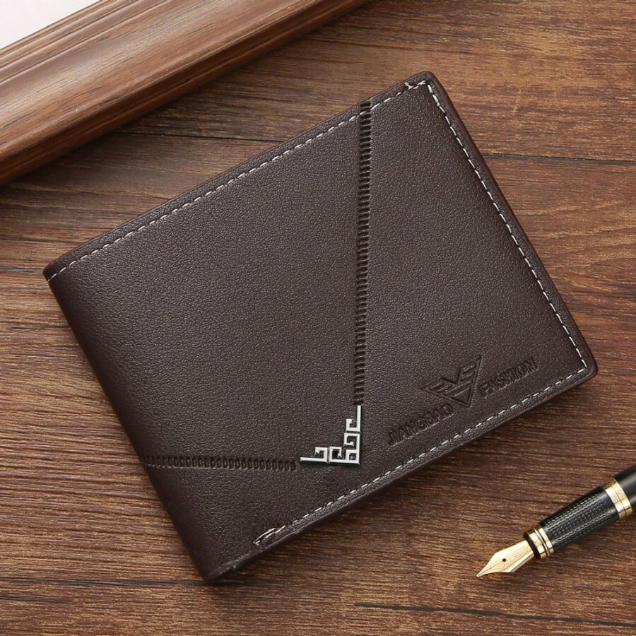 New Men's Wallet, Men's Short Wallet, Men's Youth Simple And Fashionable, Multi Slot Plain Weave Horizontal And Vertical Embossed Wallet.Monedero.Carteras Para Hombre.Wallets For Man.Billeteras De Hombre.Men Wallet.Valentines Gifts - Coffee Brown - View 1