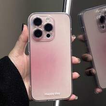 1个渐变扎染粉色穿孔透明手机壳 - 兼容 17 Air 16 15 14 13 12 11 Pro Max Plus，简约时尚手机壳 - 粉色 - 查看 4