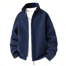 TIANXICO Men's Fleece Jacket Full Zip With Pockets Warm Lightweight Winter Jacket Running - D.BLUE - View 6