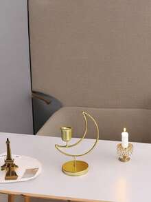 1个开斋节金属桌面烛台，小圆烛台，斋月餐桌烛台（不含蜡烛） - 月亮款 - 查看 8