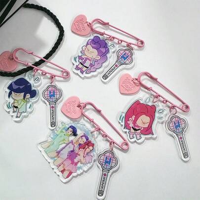 1 pezzo Set di spilla e ciondolo in acrilico HUNTRX Witch Hunter, con vari design dei personaggi | Adatto per merchandising per fan, decorazione di borse, accessori per abbigliamento, decorazioni per articoli a tema cartoni animati, spilla portachiavi in acrilico, merchandising KPOP