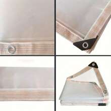 1pc Transparent Waterproof Tarpaulin With Cable Loops, Clear Waterproof Tarpaulin Cover Film, High Definition Visibility [Waterproof Tarpaulin] - Transparent - View 2