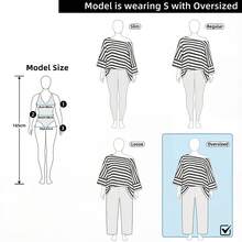 Women's Casual Striped Asymmetrical Shoulder Loose T-Shirt, Spring/Summer - Purple - View 6