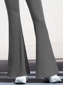 CAMEL CROWN Quần nữ thường ngày ngoài trời, quần ống loe ôm sát cạp cao màu đen, quần yoga thoáng khí chống nắng dáng ôm thoải mái. - tro trăng - Xem 2