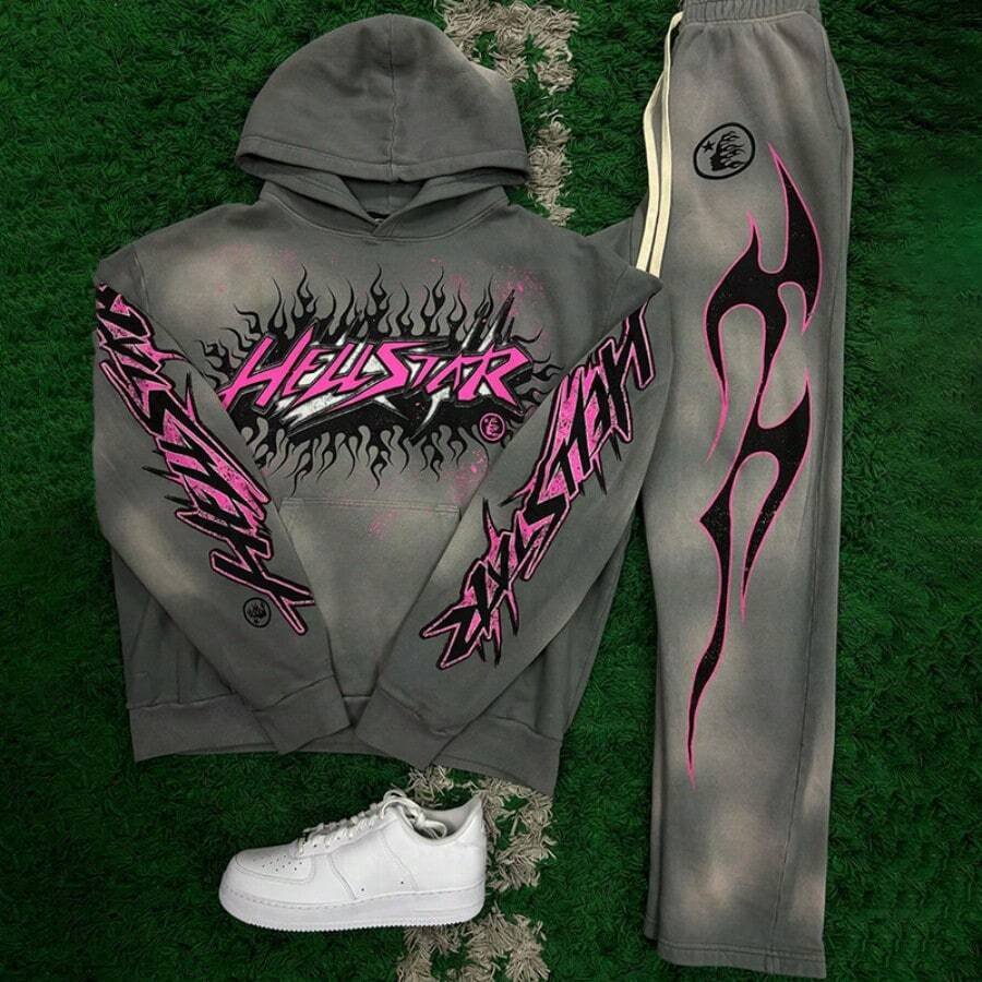 2026 Spring/Autumn New Men's Fashion Hooded Bellbottom Pants Set, Sports  Brand Couple Hoodie Hoodies, Hoodies For Men - 灰色 - 查看 1