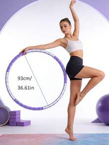 6段可拆卸软泡沫填充不锈钢可调节重量健身圈，便携式成人男女通用有氧核心训练塑形腰部舞蹈普拉提瑜伽体操家用健身器材减肥产品 - 彩色 - 查看 3