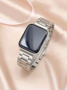 1pc Adjustable Stainless Steel Watch Band Compatible With Apple Watch Series 11 10 9 8 7 6 5 4 3 2 1 SE Ultra, Fashionable Gift For Men And Women, Fits 38mm 40mm 41mm 42mm 44mm 45mm 46mm 49mm (Watch Not Included) - Silver - View 2