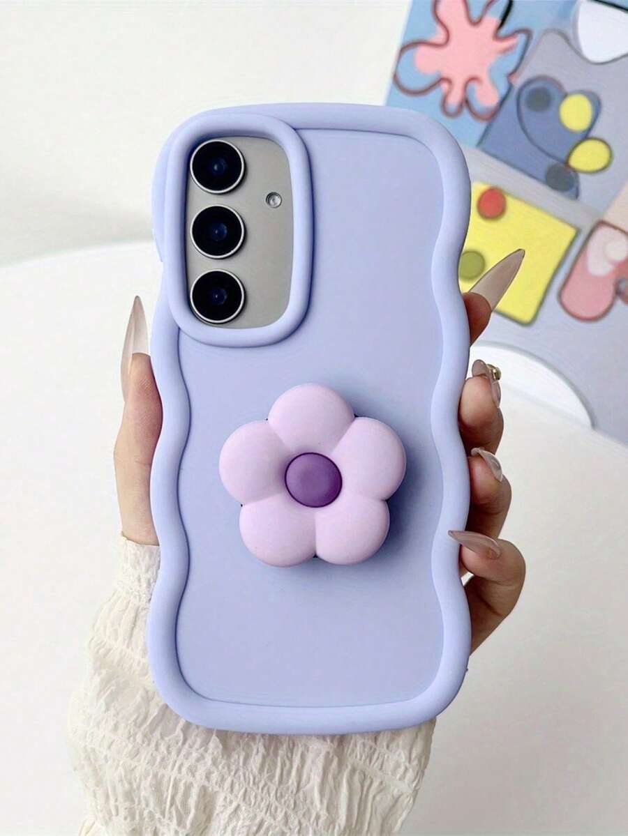 Flower Phone Case, Stand Phone Case, Beauty Phone Case, Personalized Phone Protective Case, Fo Rsamsung For Galaxy S25 Plus/S24 Ultra/S23 Fe/S22/S21 Fe - Mauve Purple - View 1