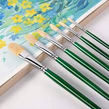 A Set Of 6 Professional Walnut Oil Paintbrushes, Made Of Hog Bristle, With Long Wooden Handles, Suitable For Acrylic Painting - Sets - View 6