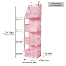 1Pc Butterfly Knot Pattern Storage Hanger,Back To School Essential,Best Valentine Gift For Her,Clothes Organizer,4-Pocket Door Organizer For  Chaos,Door Organizer, Multi Funtion Storage Bag,Perfect For Bedroom,Dormitory - 淺粉色 - 查看 4