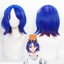 Yewell Blue Highlights With Pink Cosplay Wig Role-Playing Headgear 12 Inch Daily Series Mobile Suit Cosplay Headgear Series Multi-Style Interpretation Of Cartoon Anime Suitable For Private Parties Daily Role-Playing Halloween Sakamoto Daily Life - Blue - View 10