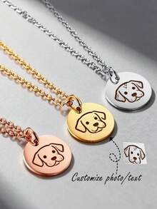 1pc Personalized Round Photo Necklace, Stainless Steel Silver, Gold, Rose Gold Necklace, Unisex Customizable Engraved Photo Necklace, Personalized Photo Necklace, Round Photo Pendant Necklace, Gift For Mom/Wife, Customizable Engraved Photo Pendant Necklace, Anniversary, Valentine's Day, Back To School - 926 - View 1