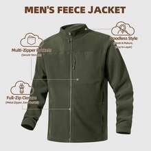 TIANXICO Mens Fleece Jacket Full Zip With Pockets Warm Lightweight Winter Jacket Thermal - PALEGREEN - View 5