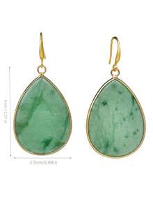 复古天然石大水滴耳环，天然水晶金边精致耳环，优雅高端耳环（天然石颜色各异） - 彩色 - 查看 11