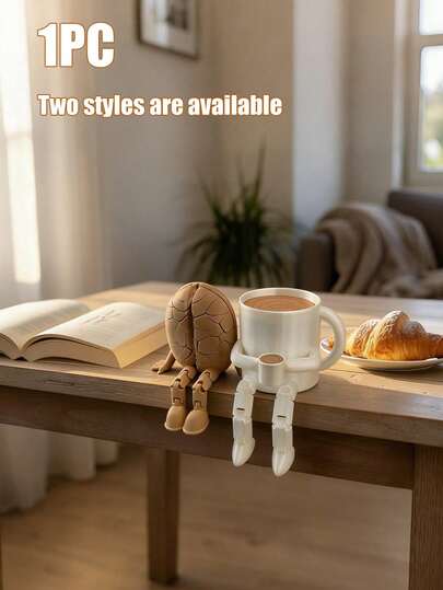 A 3D Printed Exquisite Movable Joint Coffee Cup Ornament, Cute Brown Coffee Bean Small Model Ornament - Made Of Plastic Material, Suitable For Creative Coffee Shop Window Displays, Coffee Themed Party Decorations, Living Rooms, Bedrooms, Study Rooms, Bar Counter Table Decorations, Home Daily Use Small Ornaments