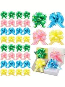 4/8/12 Pcs Large Pull Bows Ribbon Gift, Colorful Gift Wrapping Bows For Spring Presents Wedding Birthday Party Basket Holiday Decor - Multicolor - View 2