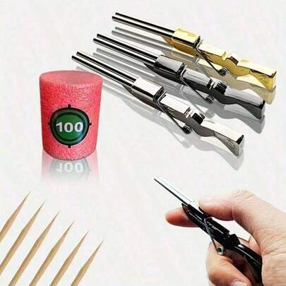 Shooting Game Mini Toothpick Gun With Foam Target - Fun Finger Dispenser, Great For Fall Festivals, Holidays And Birthday Parties, Great For Indoor Decoration Toy Grab.