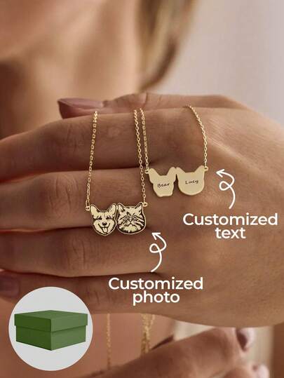 Collar con retrato personalizado de mascota, joyería conmemorativa de mascota, collar con nombre de mascota, collar grabado, collar de perro y gato, collar de mujer, regalo para ella
