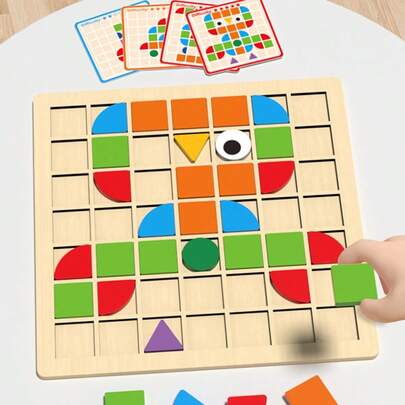 Bảng ghép hình bằng gỗ 3D, trò chơi ghép hình rèn luyện khả năng nhận biết màu sắc và hình dạng, phối hợp tay mắt, thích hợp làm quà sinh nhật hoặc quà năm mới cho trẻ em từ 3 tuổi trở lên.
