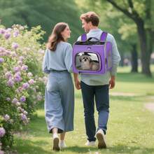 ALLSOPETS Sac à dos pliable pour chien et chat avec fenêtre respirante et crochet de , sac à dos de transport pour chien avec ouverture frontale pour les voyages, la randonnée et les promenades (Lavande) - Gris nuage - Voir 8