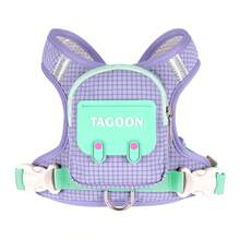 Arnés reflectante ajustable para mascotas y correa, adecuado para perros medianos y pequeños, diseño integrado de mochila para viajes al aire libre, senderismo y paseos, mochila con correa para el pecho de la mascota - Multicolor - Ver 26