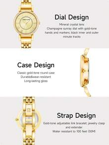 Anne Klein Women's Bracelet Watch, Classic Ladies Watch With Stainless Steel Strap, Women's Formal Watch, Women's Round Watch - Gold - View 3